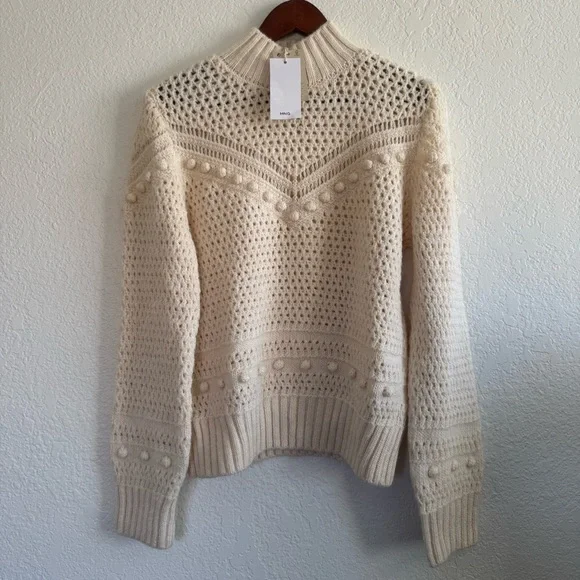 NWT Mango Openwork knit sweater, women’s Size L - Picture 6 of 13